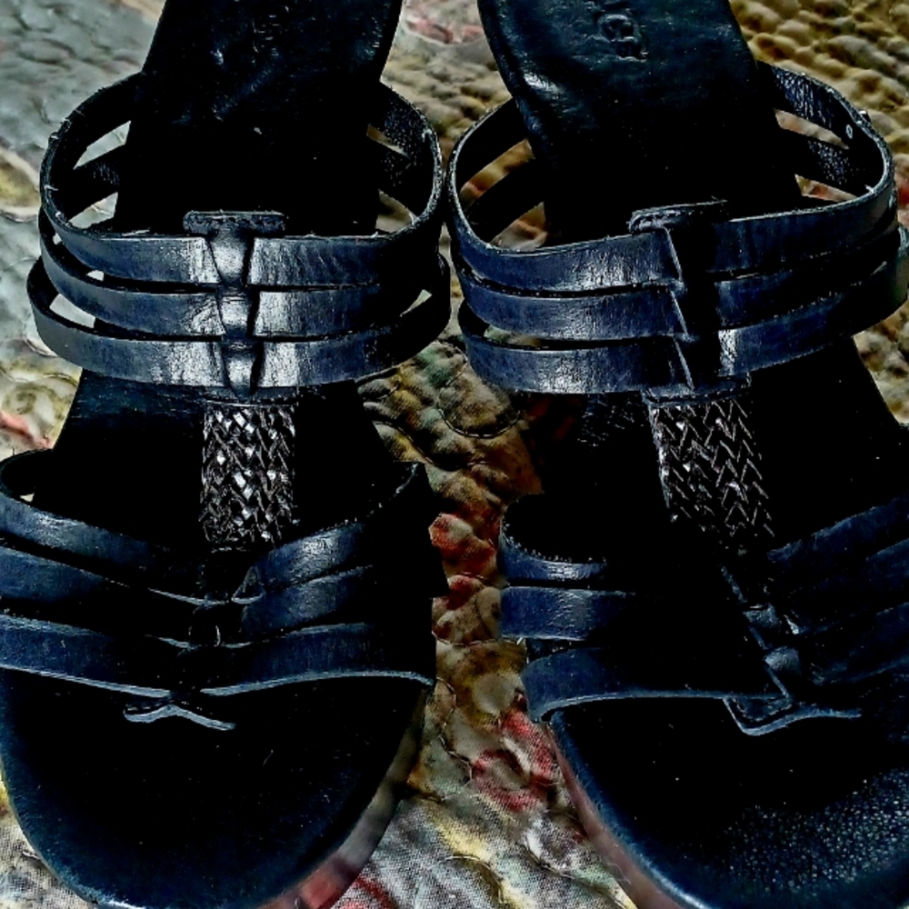 UGG Black Wedge Sandals with Sleek Straps